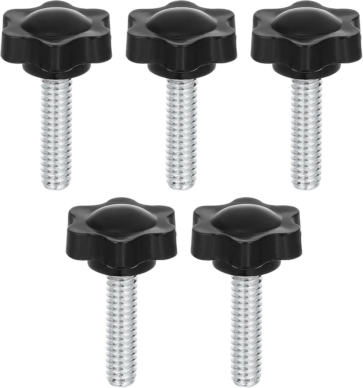 5Pcs Clamping Screw Knob, 25mm Dia Plum Hex Shaped Grips Knob, Plum Hex Shaped Screws Handle 1/4"-25 Male Thread for Remove Hand Tightening Knob