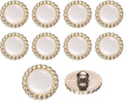 10Pcs 25mm Round Resin Vintage Clothes Sewing Button Metal Coat Wave Buttons Craft Accessories for Garment Coat Decoration Crafts DIY Project, White