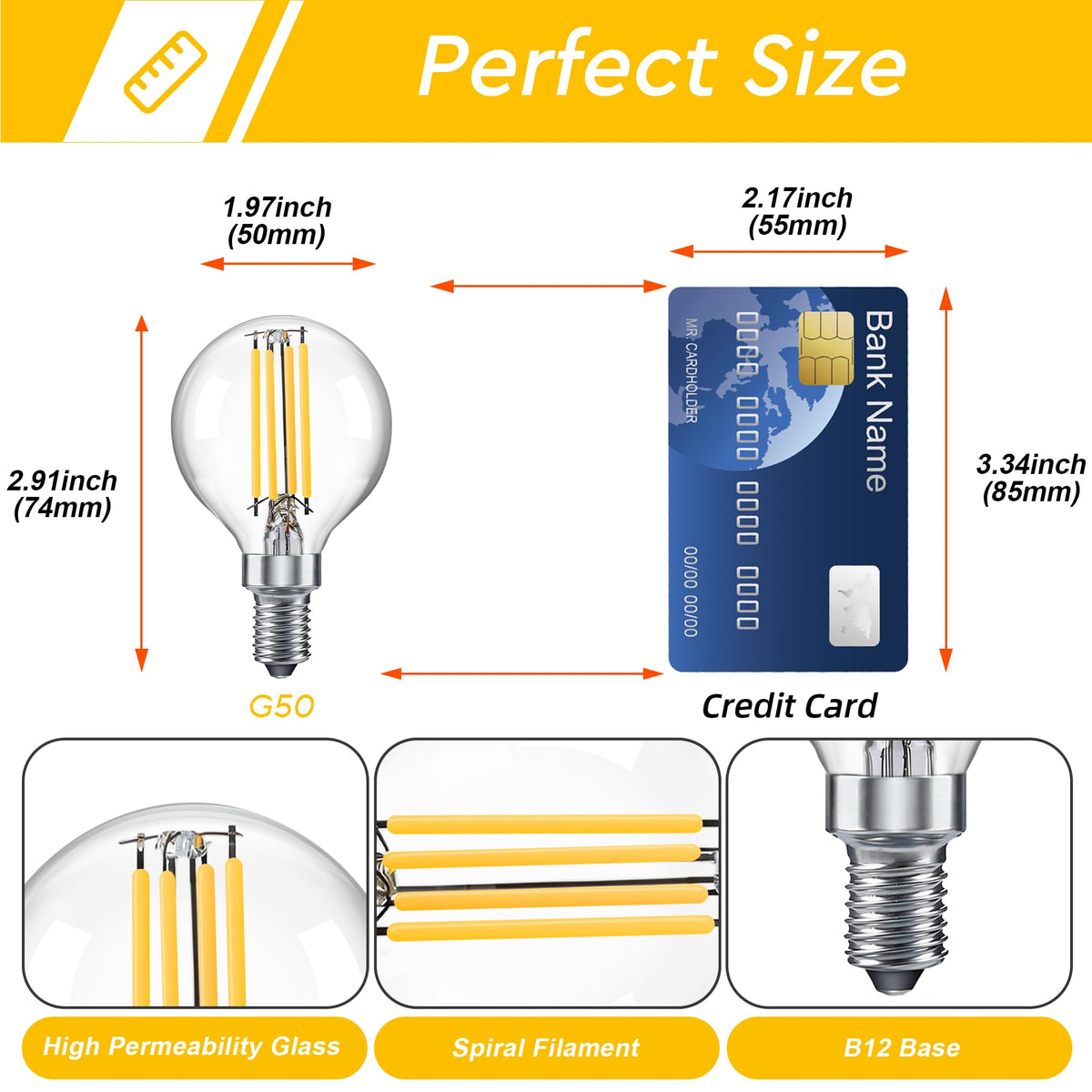 Dimmable Kugel G16.5 E12 LED-valo 40W, Tyyppi G -valo 4W, 2700K 400LM