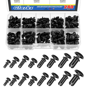 LinkMejor 240unid 8 Tamanhos Removível Nylon Parafusos de Parafuso Push Head 2MM 3MM 3.5MM 4MM 5MM Preto Parafuso de Empurrar Clip Parafusos Retentor de Borracha de Borracha Retentor de Parafuso Empurrar Clip