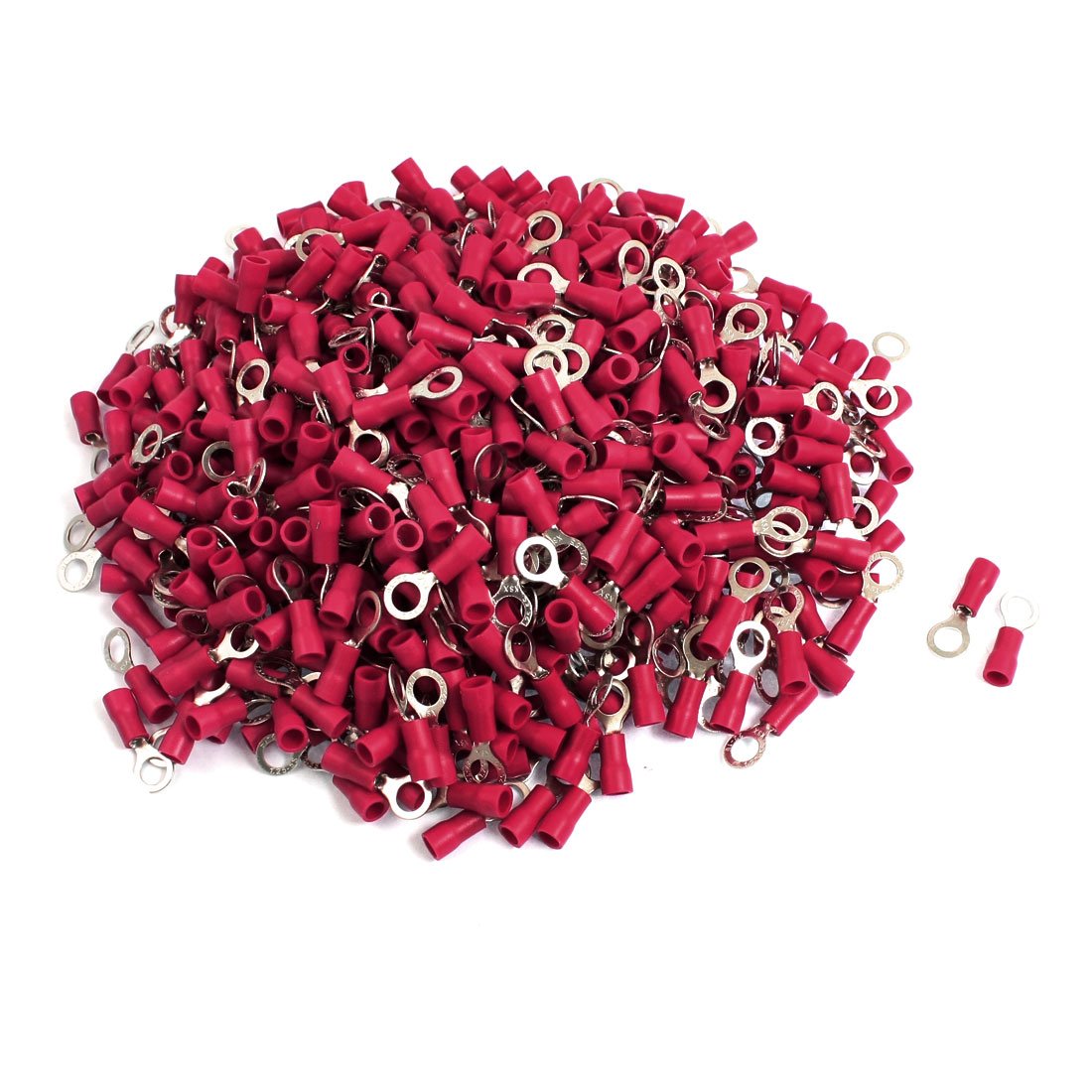 1000 Pcs RV1.25-5S AWG 22-16 Red Sleeve Pre Insulated Ring Terminals Connector