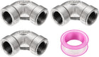 3 Pcs 304 Stainless Steel 90 Degree Elbow Threaded Pipe Fitting G1/8" Female to G1/8" Female Cast Pipe Fitting with Seal Tape for Plumbing Drainage Pipes Heating Systems