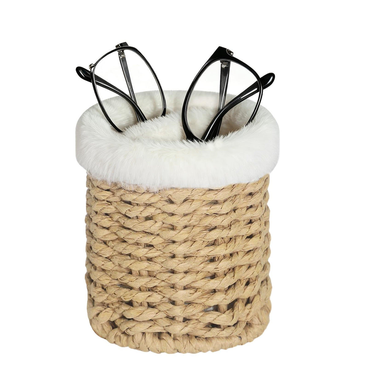 LinkMejor Brillenhalter, 2 Fächer Plüschbezug Eyeglass Holder Stand