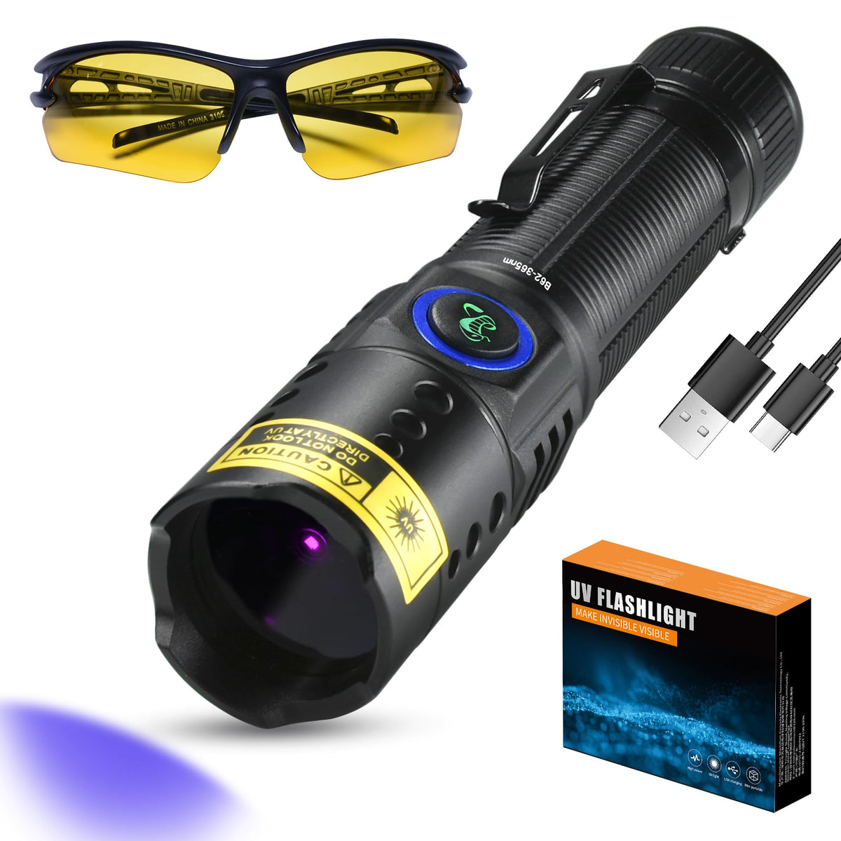 LinkMejor UV latarka z filtrem 365nm Ultraviolet Blacklight Latarki 10W