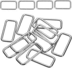 18Pcs Metal Rectangular Ring Buckles, Square Loop Buckles for Straps Webbing Belt Attachments for Handcrafted Bags and Purses(2" x 3/4", Silvery)