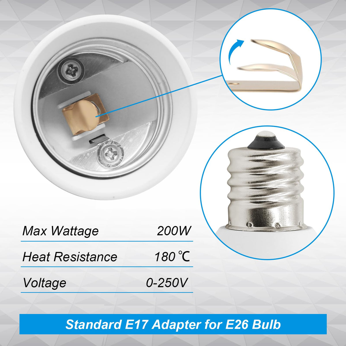 LinkMejor 8 Pack E17 zu E26 Adapter, Zwischenstecker zu Standard Stecker, 200W