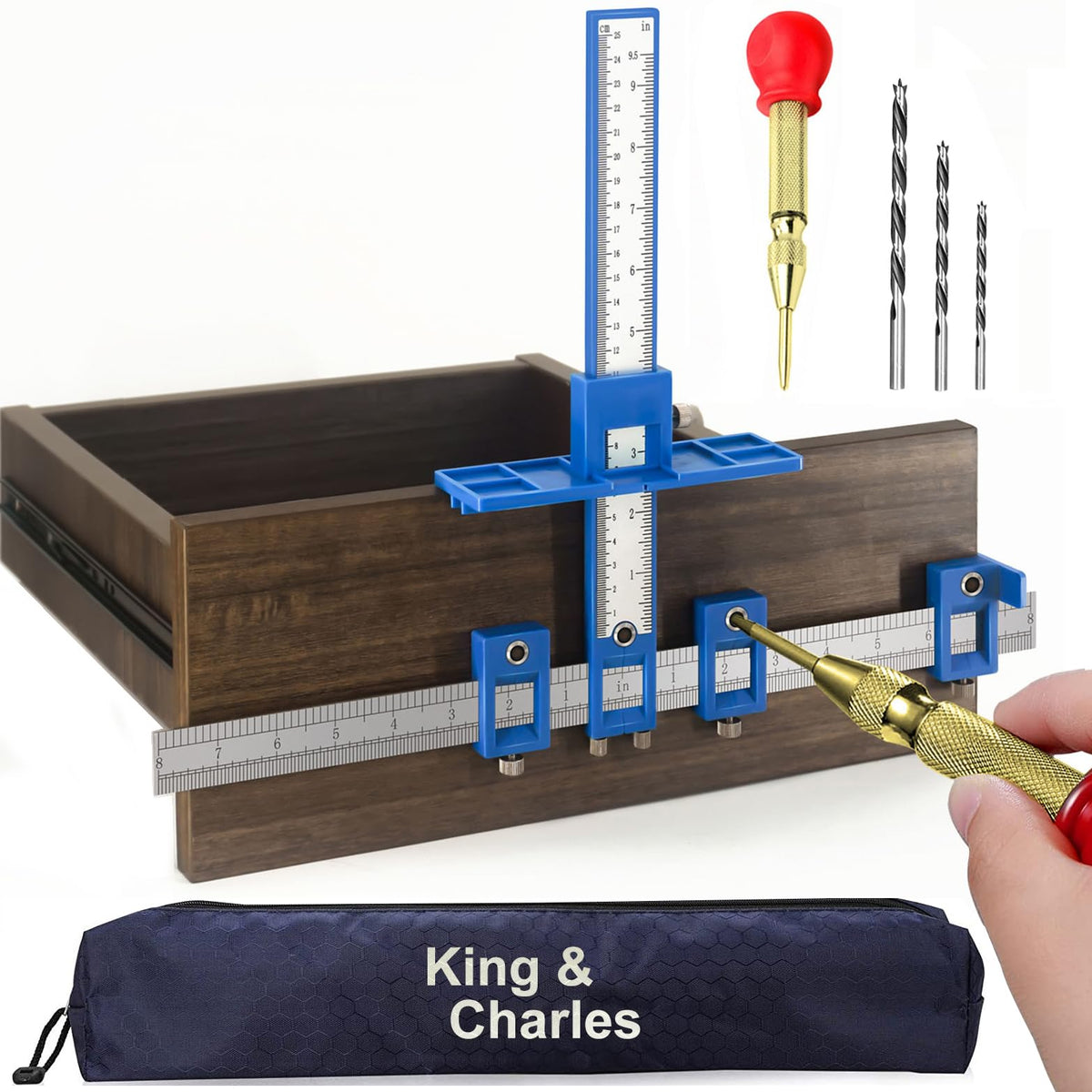 LinkMejor Cabinet Hardware Jig&Auto Center Punch&Point Drill Bits