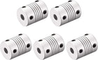 6.35mm to 10mm Aluminum Alloy Shaft Coupling Flexible Coupler Motor Connector Joint L25xD19 Silver,5pcs