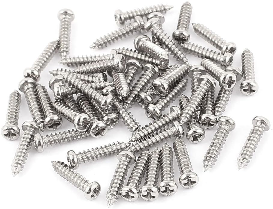 50 Pcs M2.5 x 12mm Stainless Steel Round Head Self Tapping Screws Bolts