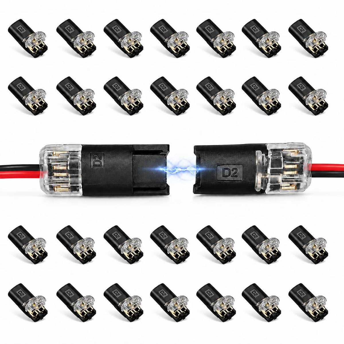 30-Pack 2-Pin 저전압 빠른 연결 전선 연결기, 18-22 AWG