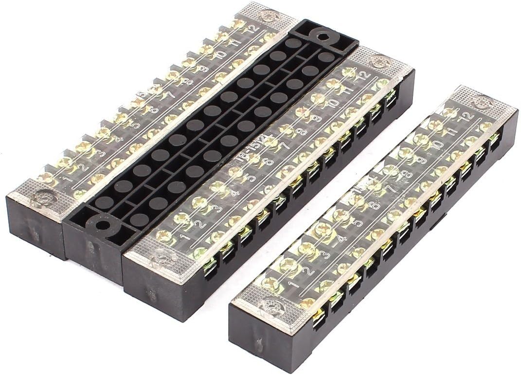 4 Pcs 600V 15A 12P Electric Barrier Terminal Block Strip Cable Connect