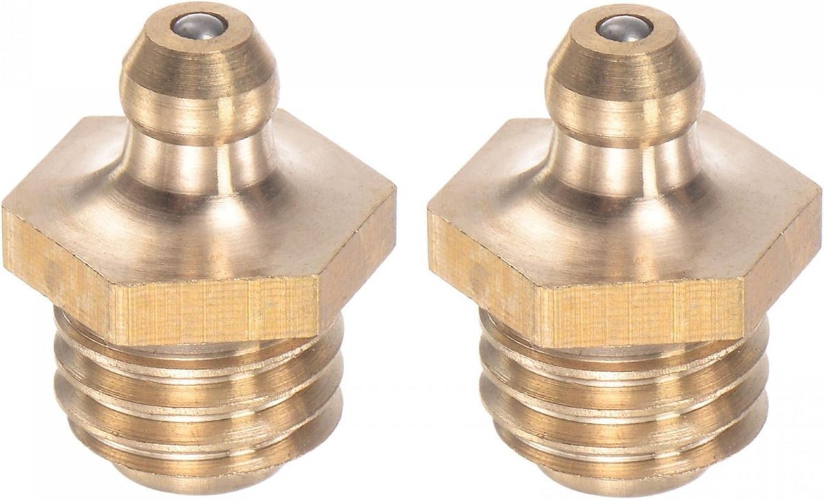 Brass Straight Grease Fitting M12 x 1.75mm Thread Hydraulic Grease Fitting Accessories, 2Pcs