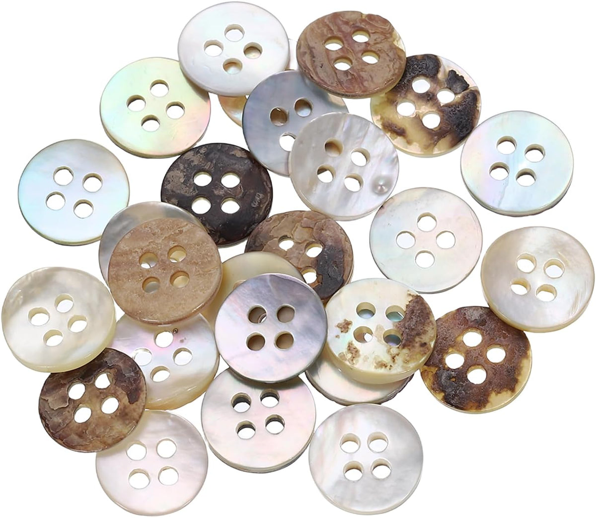 25pcs Natural Shell Buttons, 4 Hole Mother of Pearl Buttons 11.5mm Sewing Craft Button for Shirt Bag DIY Sewing Crafts Decoration, Multicolored