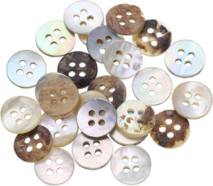 25pcs Natural Shell Buttons, 4 Hole Mother of Pearl Buttons 11.5mm Sewing Craft Button for Shirt Bag DIY Sewing Crafts Decoration, Multicolored