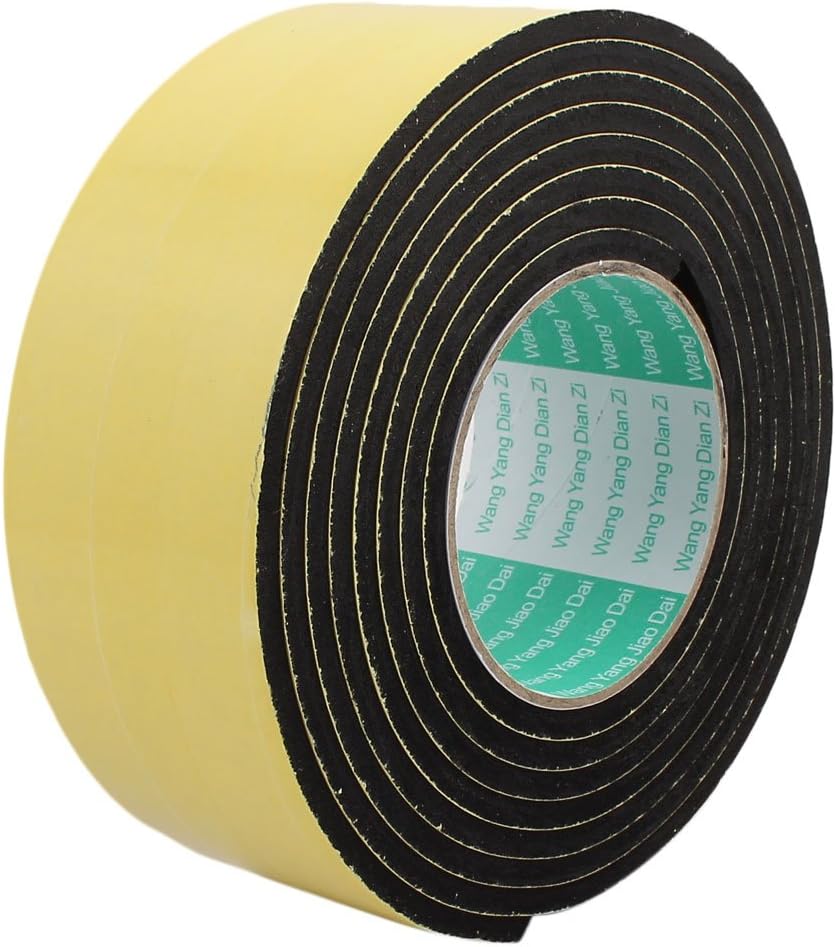 3Meter 60mm x 5mm Single-side Adhesive Shockproof Sponge Foam Tape for Door Window Yellow Black