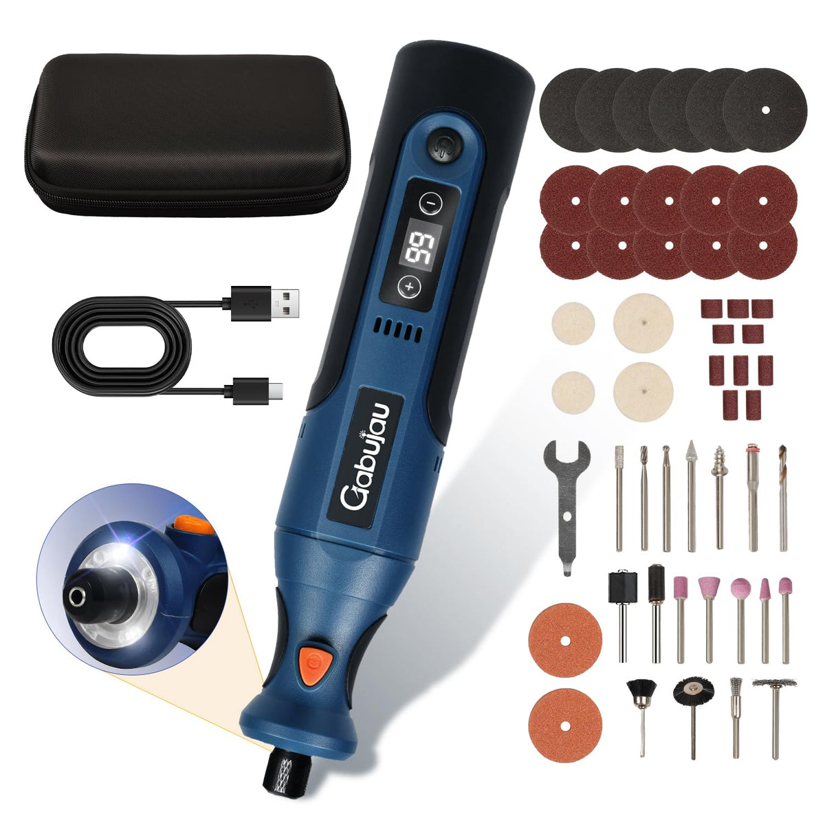 LinkMejor Cordless Rotary Tool Kit Mini, 7.4V 12-Speed Power USB Rechargeable