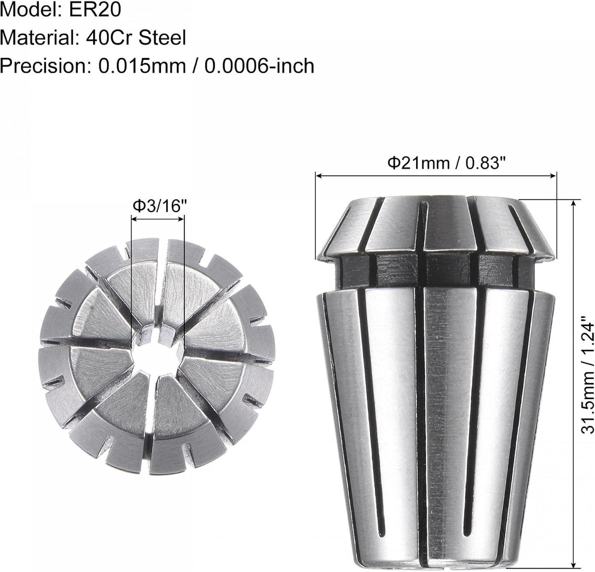 ER20 Spring Collet, 3/16" Chuck for CNC Engraving Machine Lathe Milling Tool