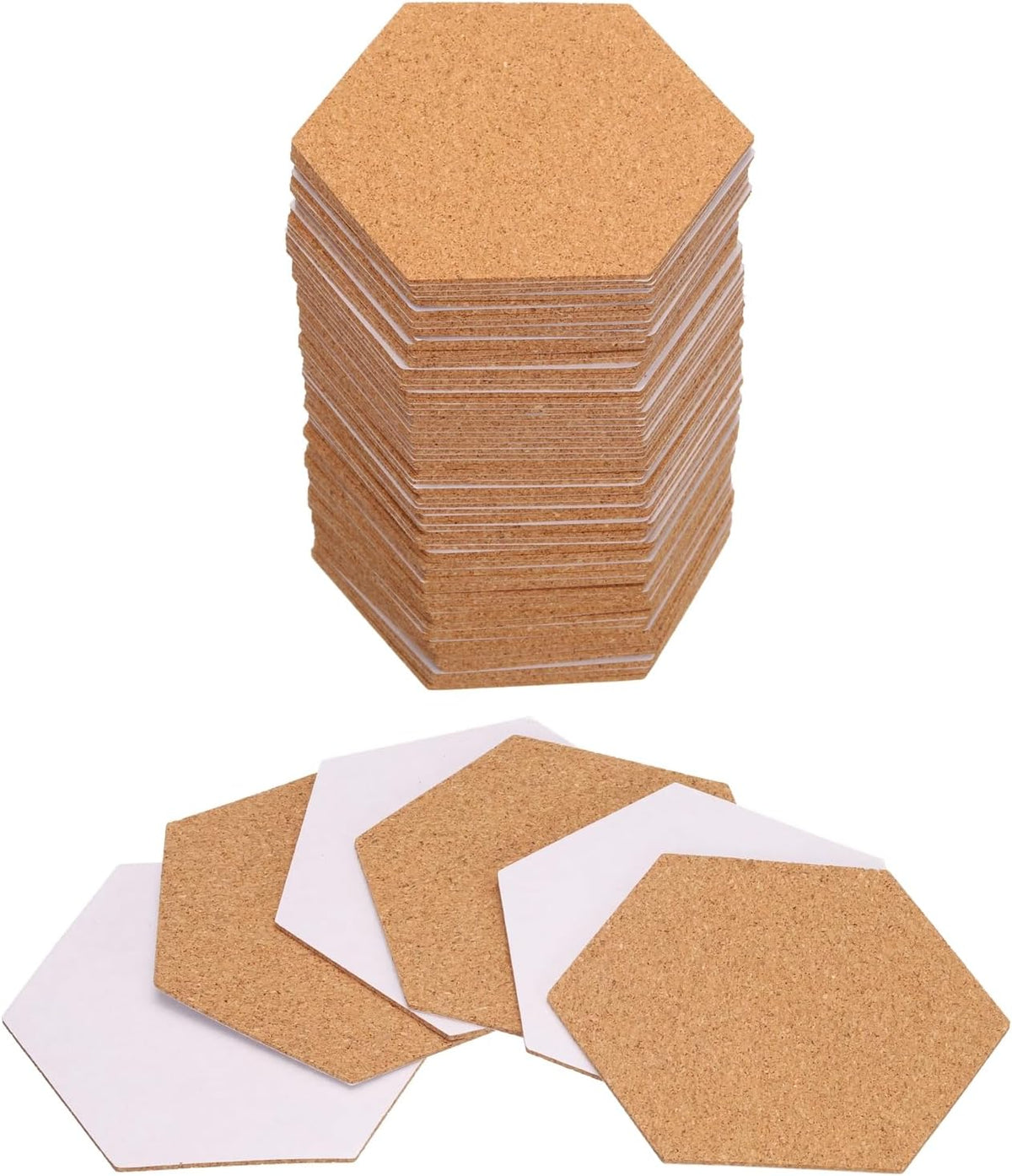 80pcs Self Adhesive Cork Coasters 3.4"x 4"x 0.04" Cork Mats Cork Tiles Cork Backing Sheets Mini Wall Cork Board for Coasters and DIY Crafts, Hexagon