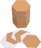 80pcs Self Adhesive Cork Coasters 3.4"x 4"x 0.04" Cork Mats Cork Tiles Cork Backing Sheets Mini Wall Cork Board for Coasters and DIY Crafts, Hexagon