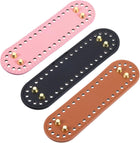 Oval Bag Bottom Shaper Pad, 3Pcs 180x50mm PU Leather Bags Cushion Base for Crochet Knitting Handbag, Black+Pink+Brown