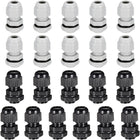 21Pcs PG7 Cable Gland Waterproof Connector Plastic Wire Glands Joints White Black for 3-6.5mm Dia Wires
