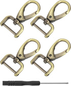 LinkMejor 4Pcs Swivel Clasps Hook, 19mm(0.75 Inch) D Ring Detachable Snap Hook Metal Lobster Claw Clasp Hook with Screwdriver for Purse Keychain DIY Craft, Bronze