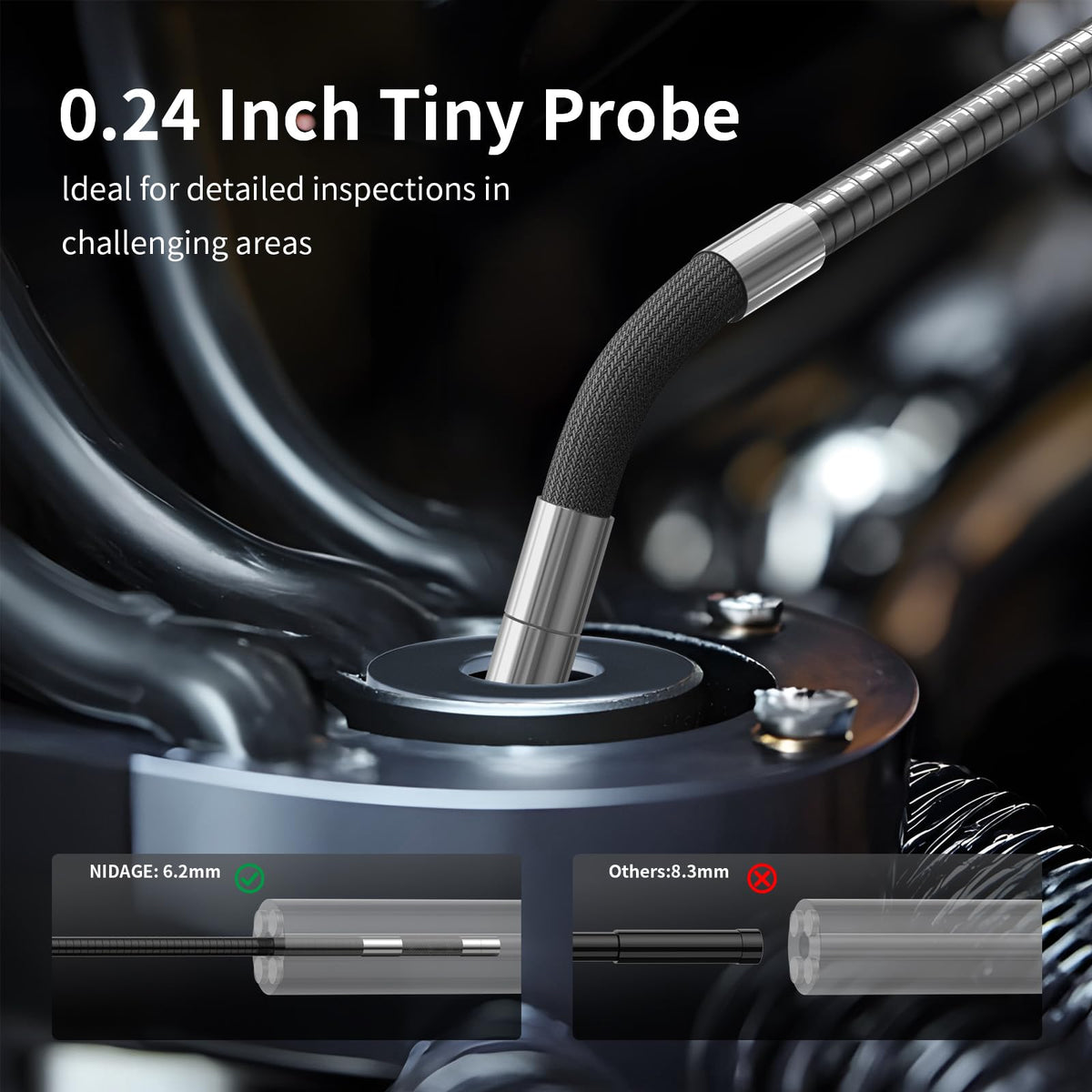 LinkMejor Articulador de Endoscópio 6.2mm com Câmera de Inspeção e Luz