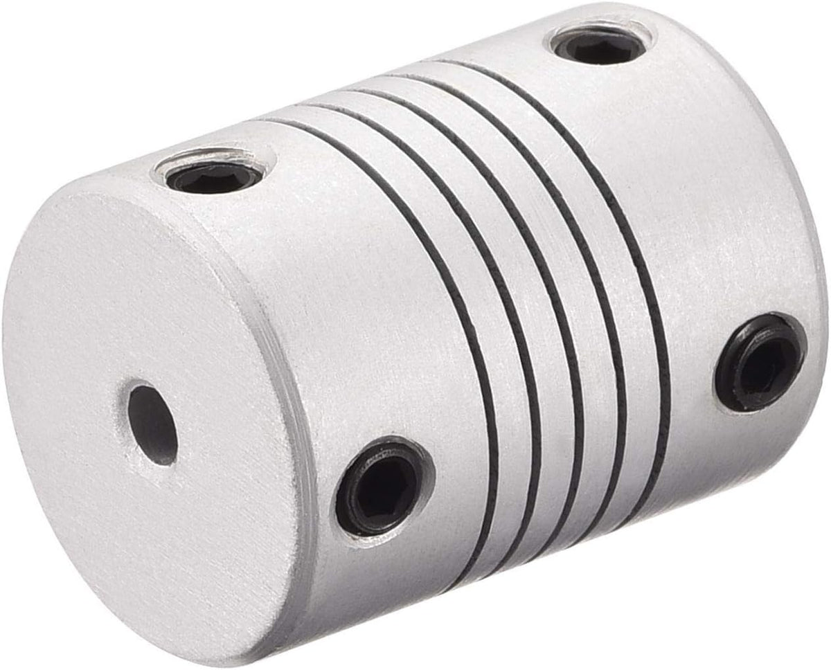 3mm to 6.35mm Aluminum Alloy Shaft Coupling Flexible Coupler Motor Connector Joint L25xD19 Silver