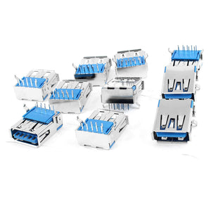a13070200ux0757 USB 3 Type A Female Right Angle 9-Pin DIP Jack Socket, 10 Pieces