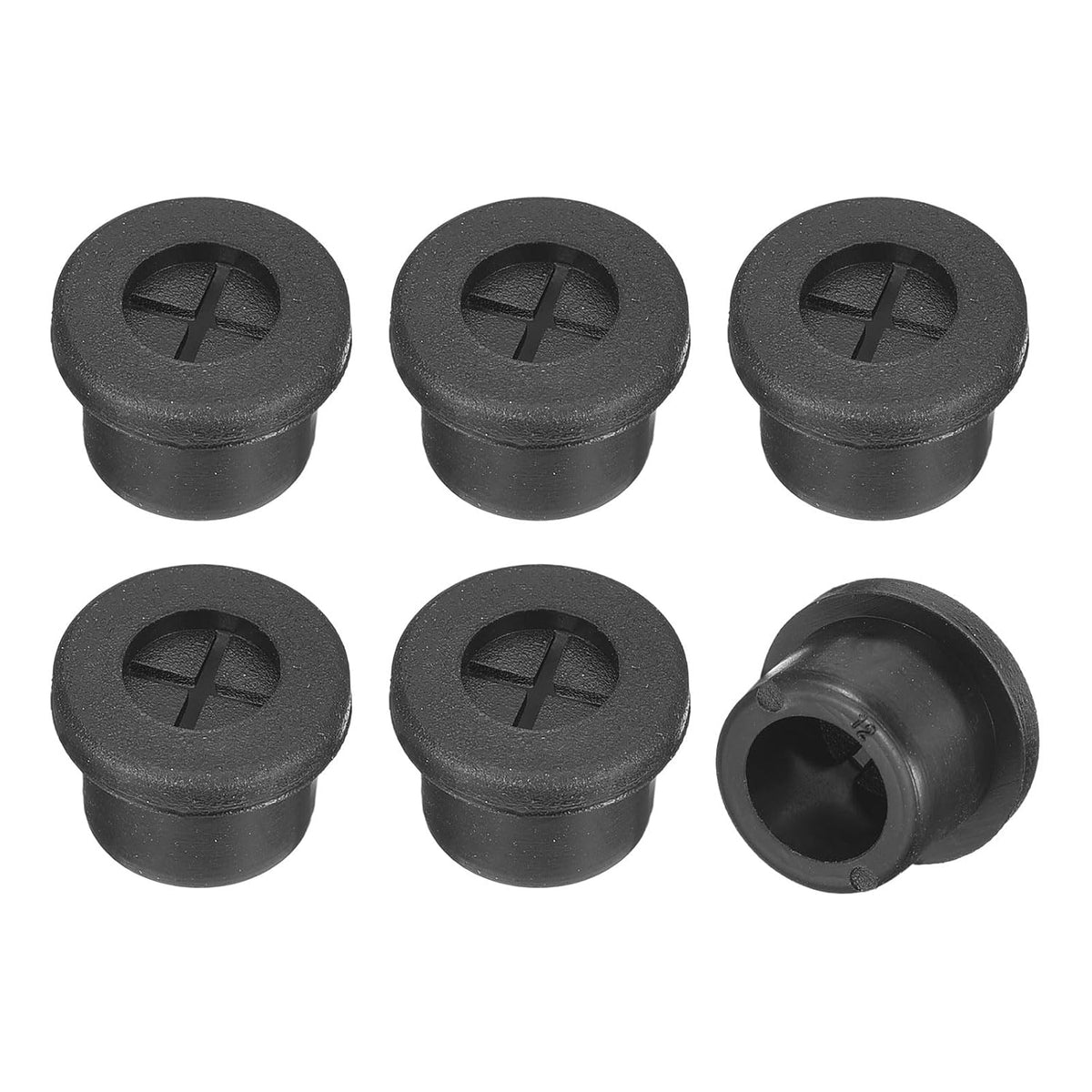 6 Pcs Cable Cord Grommet, 1/2 Inch (12mm) Desk Grommet Flexible Rubber Grommets Wire Hole Cover Pass Through for Office Computer Desk Wire Organizer, Black