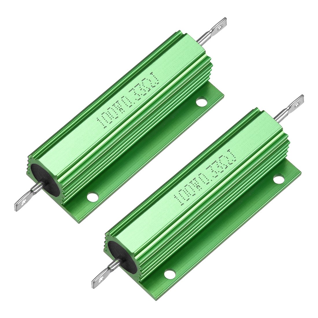 2 Pcs Aluminum Case Resistor 100W 0.33 Ohm Wirewound Green for LED Replacement Converter 100W0.33RJ