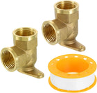 2 Pcs 90 Degree Drop Ear Elbow, 1/2 Inch Female x 1/2 Inch Female Brass Plumbing Fittings, Pipe Connector with Base Plate for Air Water Fuel Pipe