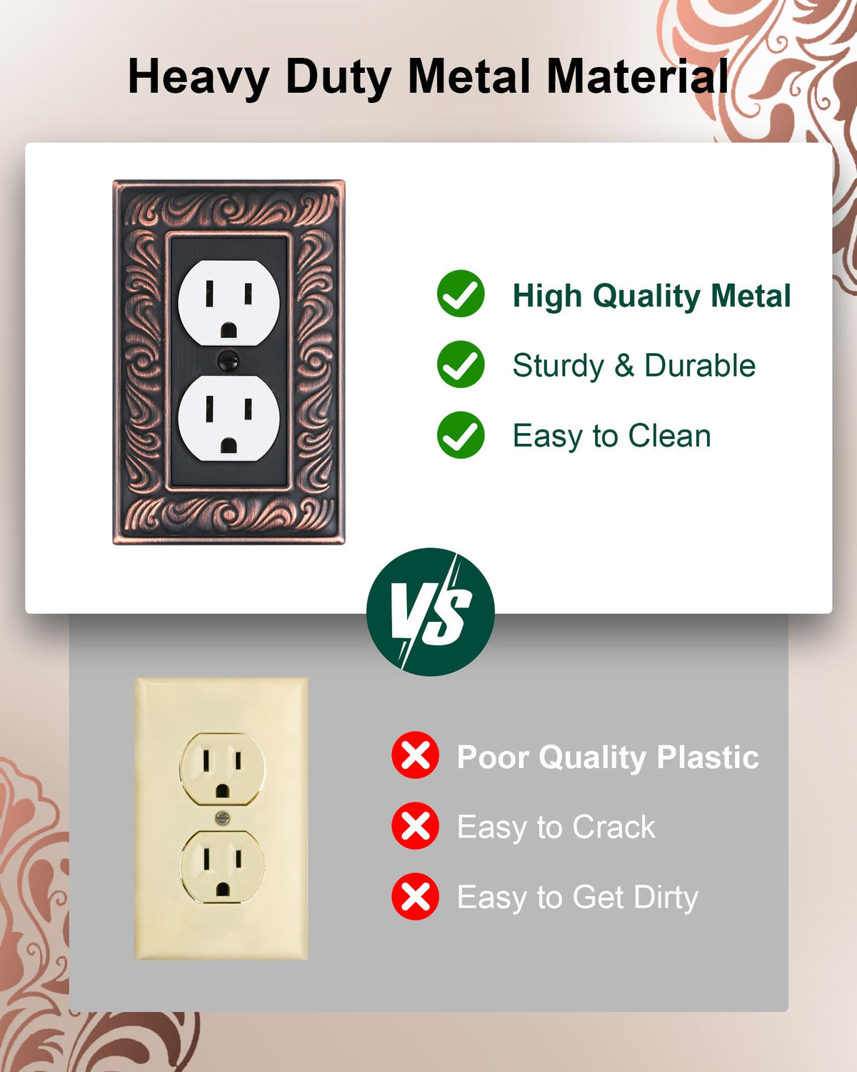 2-pack Paisley-mönster, metall switchplattor