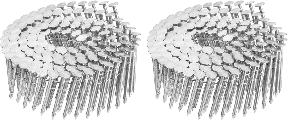 480 Count Siding Nails 1-3/4"x0.12" 15-Degree 304 Stainless Steel Ring Shank Full Round Head Collated Wire Coil for Lath and Sheathing Materials