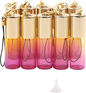 LinkMejor 10Pcs 5mL Mini Flacon en Verre à Rouleau, Dégradé Jaune Rose