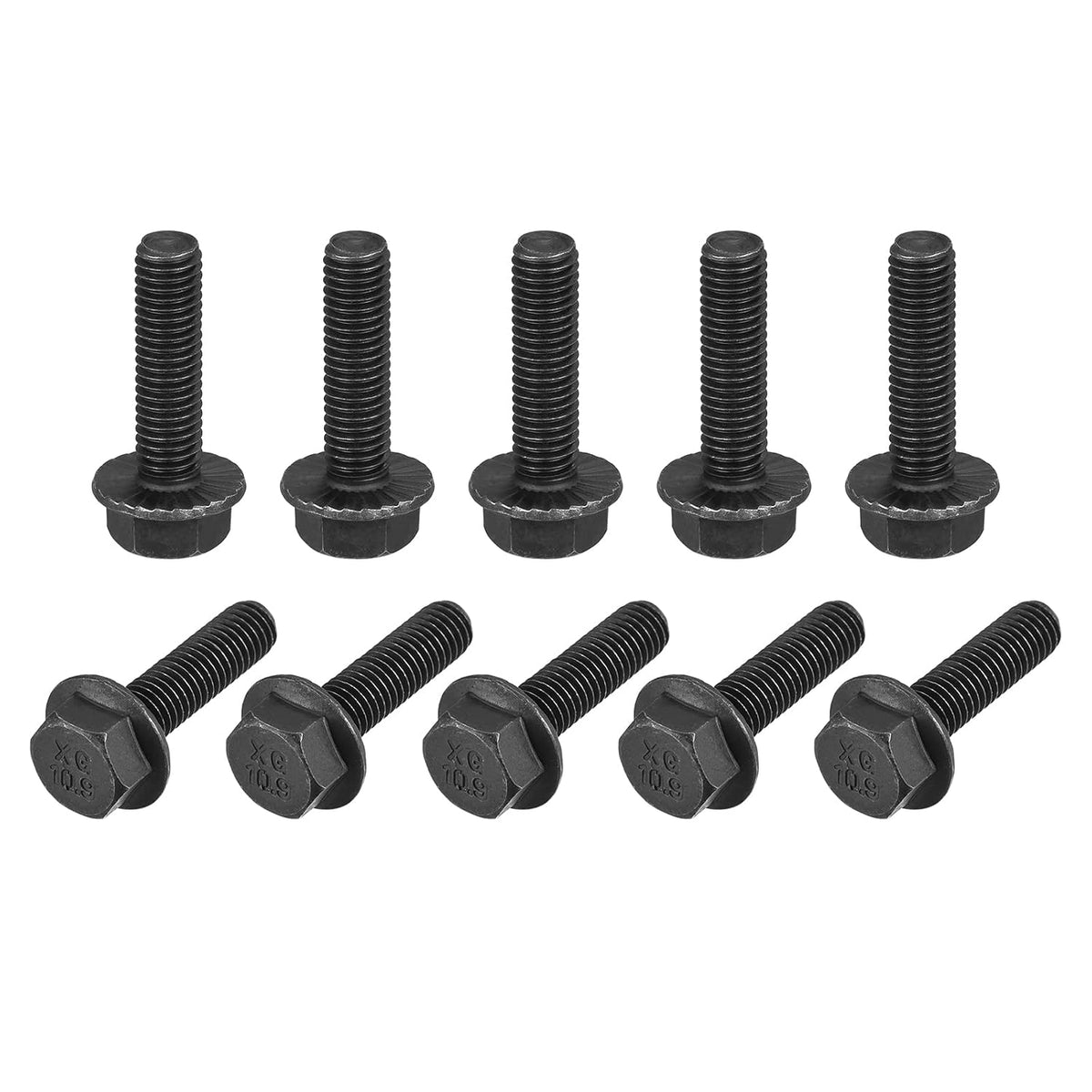 M8-1.25x30mm Hex Serrated Flange Bolts 10.9 Grade Carbon Steel Screws 10pcs