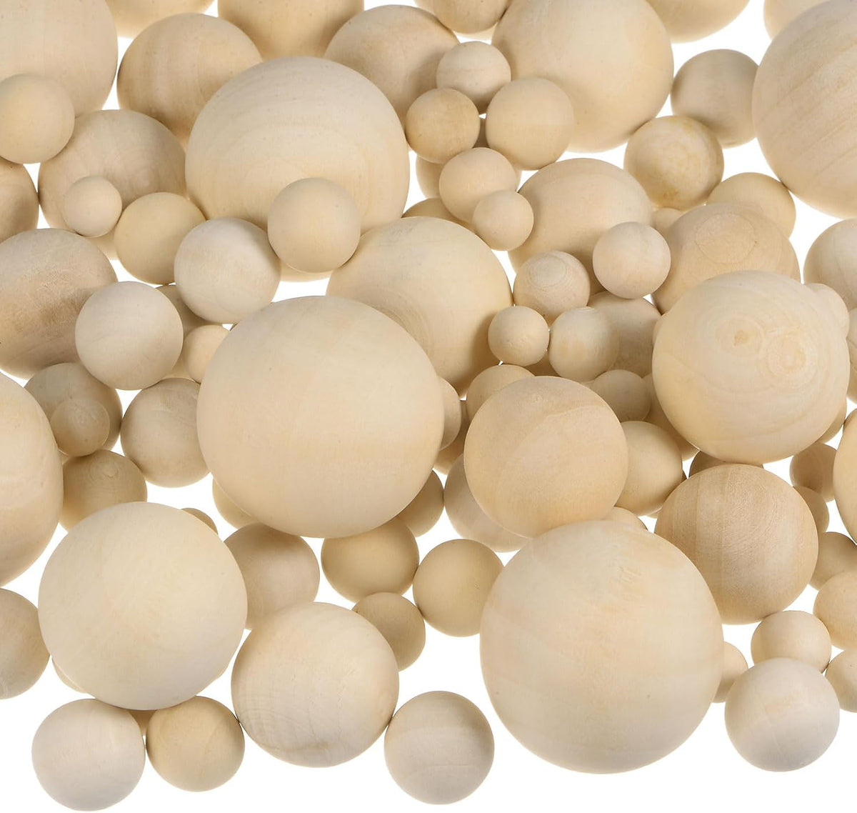 250pcs Assorted Sizes Wood Balls 8mm 10mm 12mm 14mm 20mm 25mm 30mm Unfinished Solid Wooden Spheres, Small Natural Craft Balls for DIY Craft Projects Art Ornaments