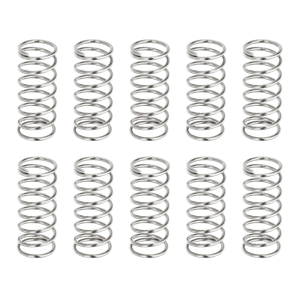 10Pcs Compression Springs, 0.9mm Wire Diameter x 10mm OD x 25mm Length 304 Stainless Steel Extension Spring Ballpoint Pen Pressure Springs for Shop Home Repairs, Silver