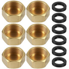 LinkMejor 6PCS Brass 1/2 Inch NPT Caps Outer Hex with 6PCS Silicone Rings