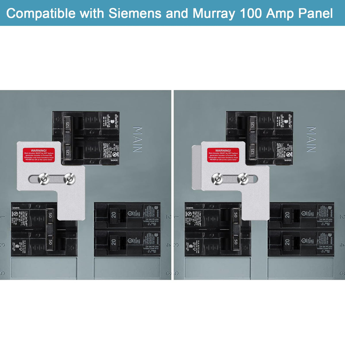 Kits Generator Interlock untuk Panel Siemens 100 Amp atau Murray 100 Amp