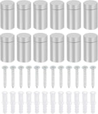 12 Pcs Standoff Screws, 1/2" x 0.94" Aluminum Advertising Screws Wall Standoff Mounts Hardware for Acrylic Picture Frame Glass Signs Hanging, Silver