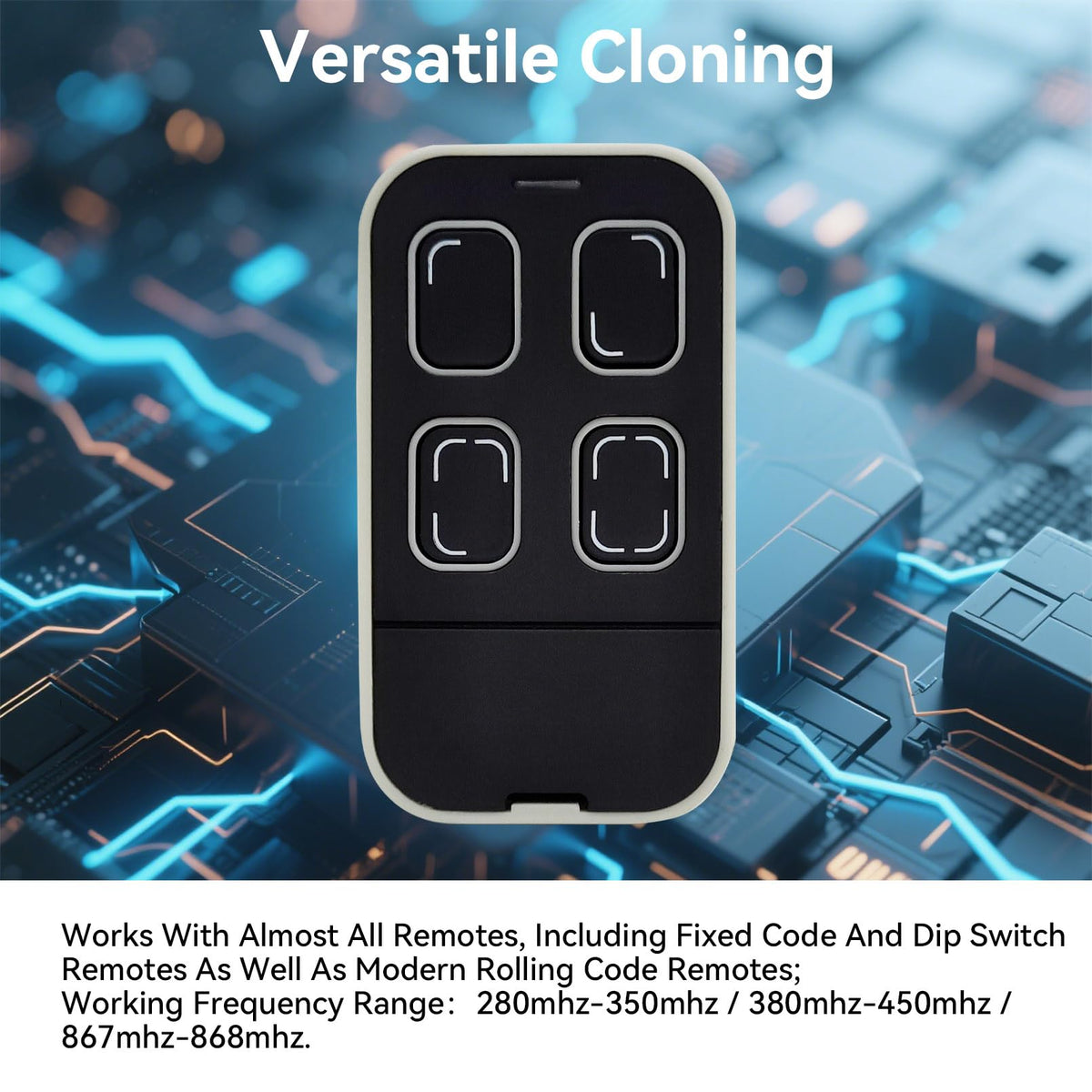 Universal Garage Door Remote Universal Gate Remote Control Cloning Homelink Programmable Learning 4-Button Multi Frequency 280MHZ-868MHZ (Grey)