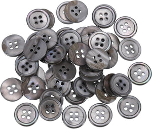 50 Pcs Natural Shell Buttons, 4 Hole Mother of Pearl Buttons 12.5mm Sewing Craft Buttons for Shirt Sewing DIY Crafts Decoration, Grey