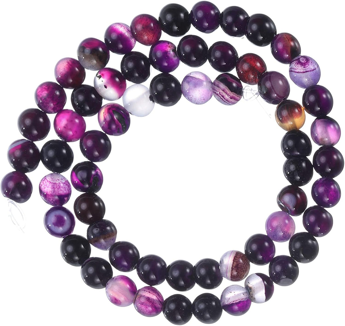 Purple Agate Beads 6mm Natural Gemstone Beads, Smooth Round Loose Beads for Bracelet Jewelry Making DIY (1 Strand - 62pcs)