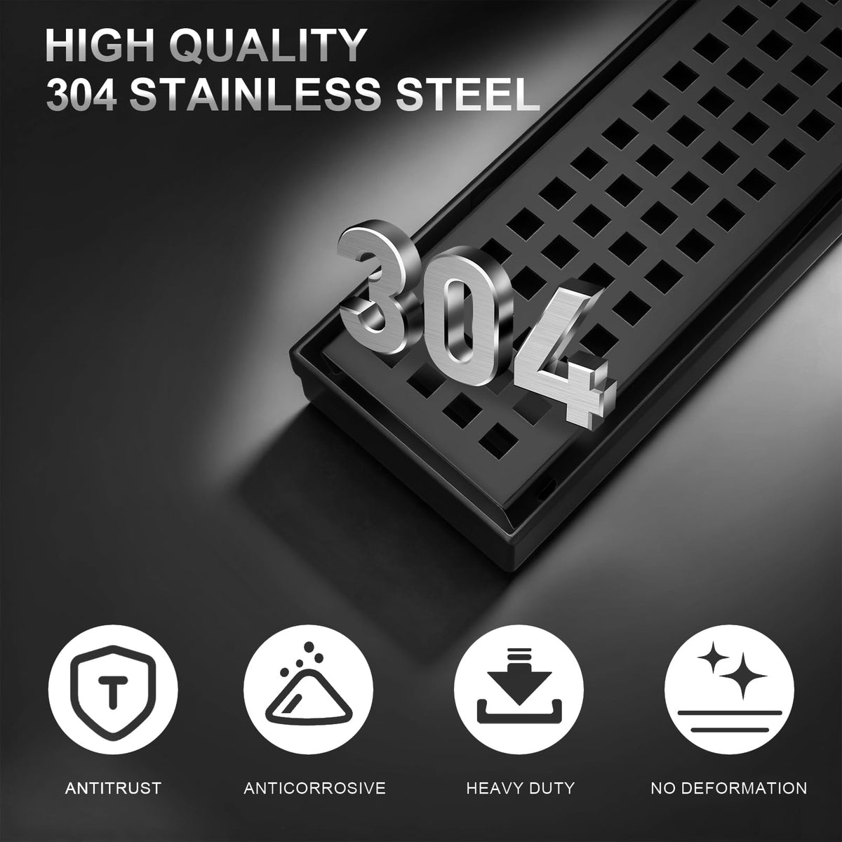 LinkMejor Linear Shower Drain - 24 Tommer Matte Sort, med Fjernbar Rist