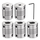 5 Pcs Aluminum Alloy Shaft Coupling 4mm to 8mm, Flexible Coupling Motor Connector Joint, Stepper Motor Coupler for CNC Machine & 3D Printer (L25xD19)