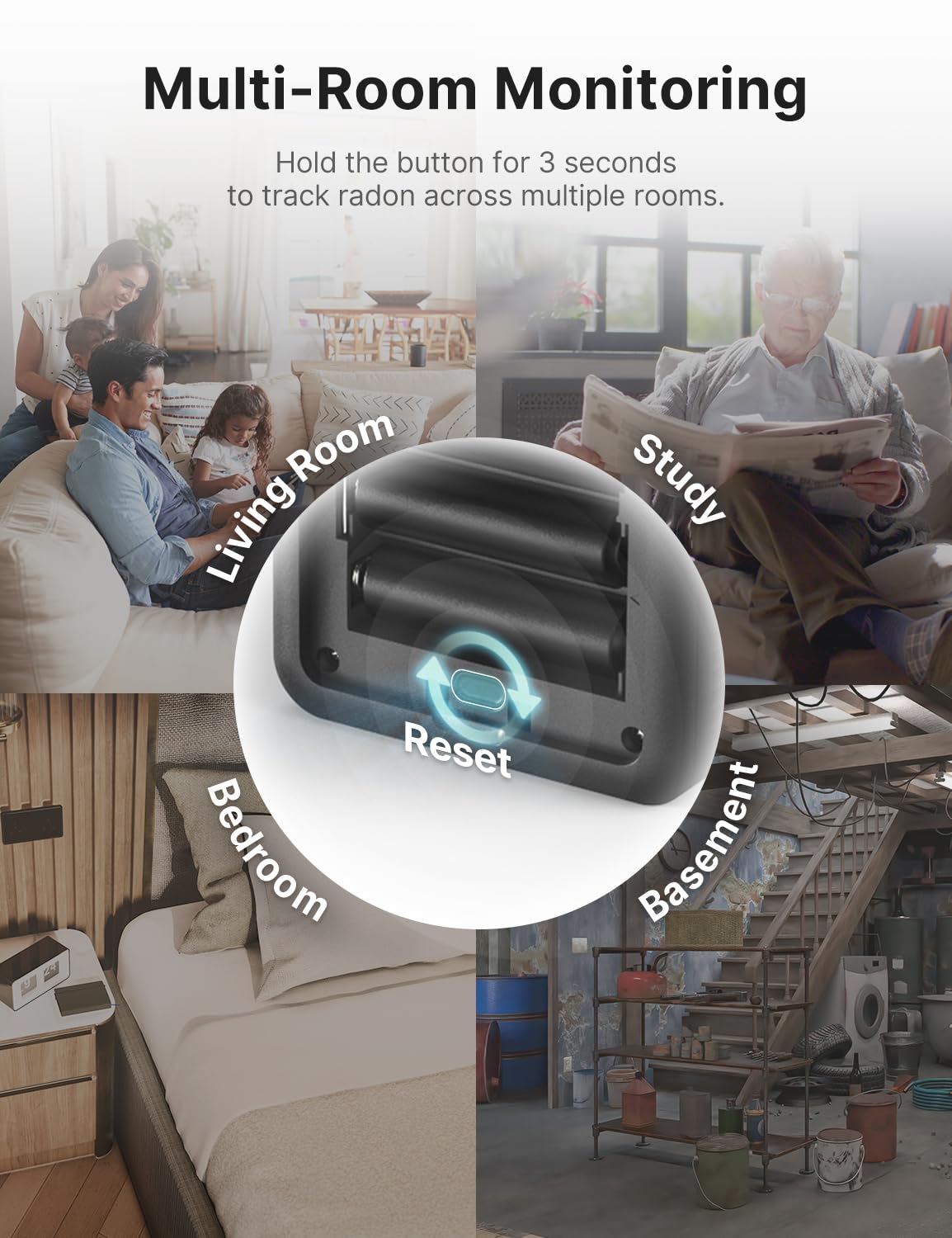 LinkMejor Détecteur de Radon pour Souterrain, Frais de Laboratoire Zéro, XR0A-SR, Noir