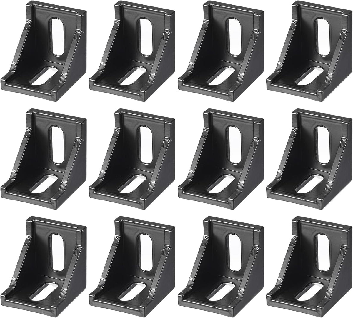 12Pcs Inside Corner Bracket Gusset, 38x38x35mm 4040 Angle Connectors for 4040 Series Aluminum Extrusion Profile Black
