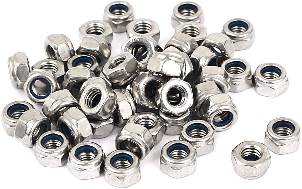 M6 316 Stainless Steel Self-Locking Nylon Insert Hex Lock Nuts 50pcs