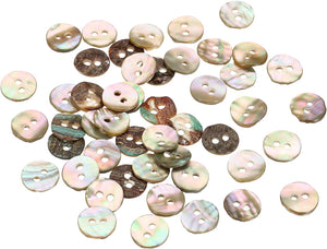 50Pcs Natural Shell Button, 2 Hole 11.5mm Mother of Pearl Buttons for Shirt Coats Suits Jacket Jeans Skirts DIY Sewing Crafts, 1.5-2.3mm Thick, Brown